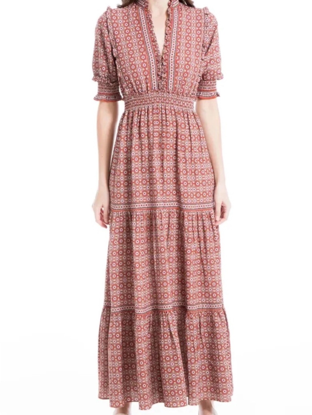 Max Studio Boho Floral Tiered Maxi Dress